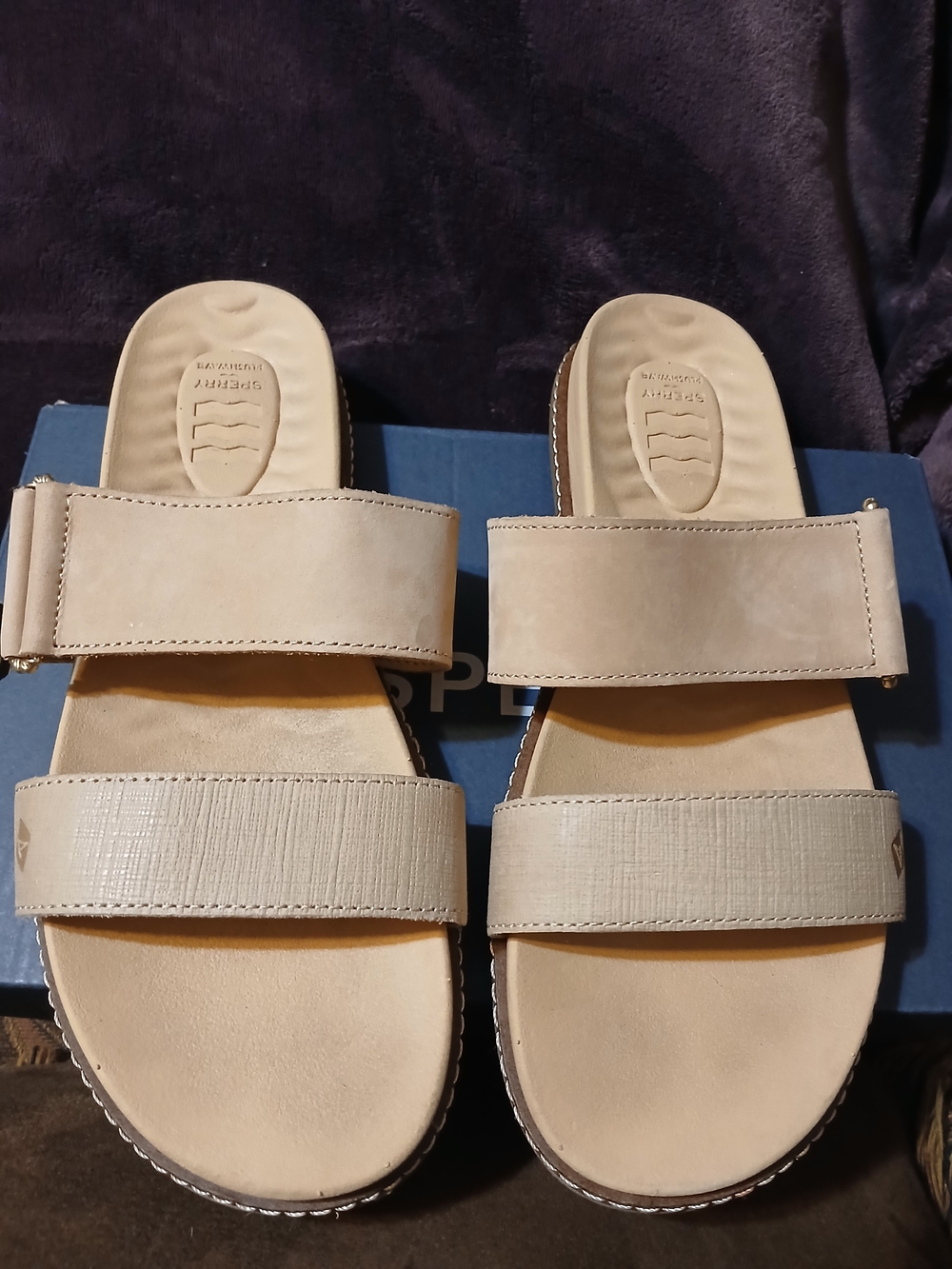 Sperry Beige Two-Strap Slide Sandals